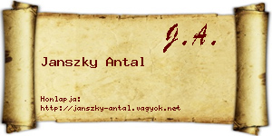 Janszky Antal névjegykártya